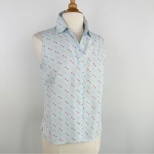 Liz Claiborne Lizwear Jeans Size S Sleeveless Rayon Button Down Blouse